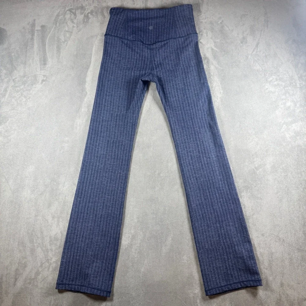 Athleta Elation Textured Straight Leg‎ Pants Blue Herringbone Small Petite SP